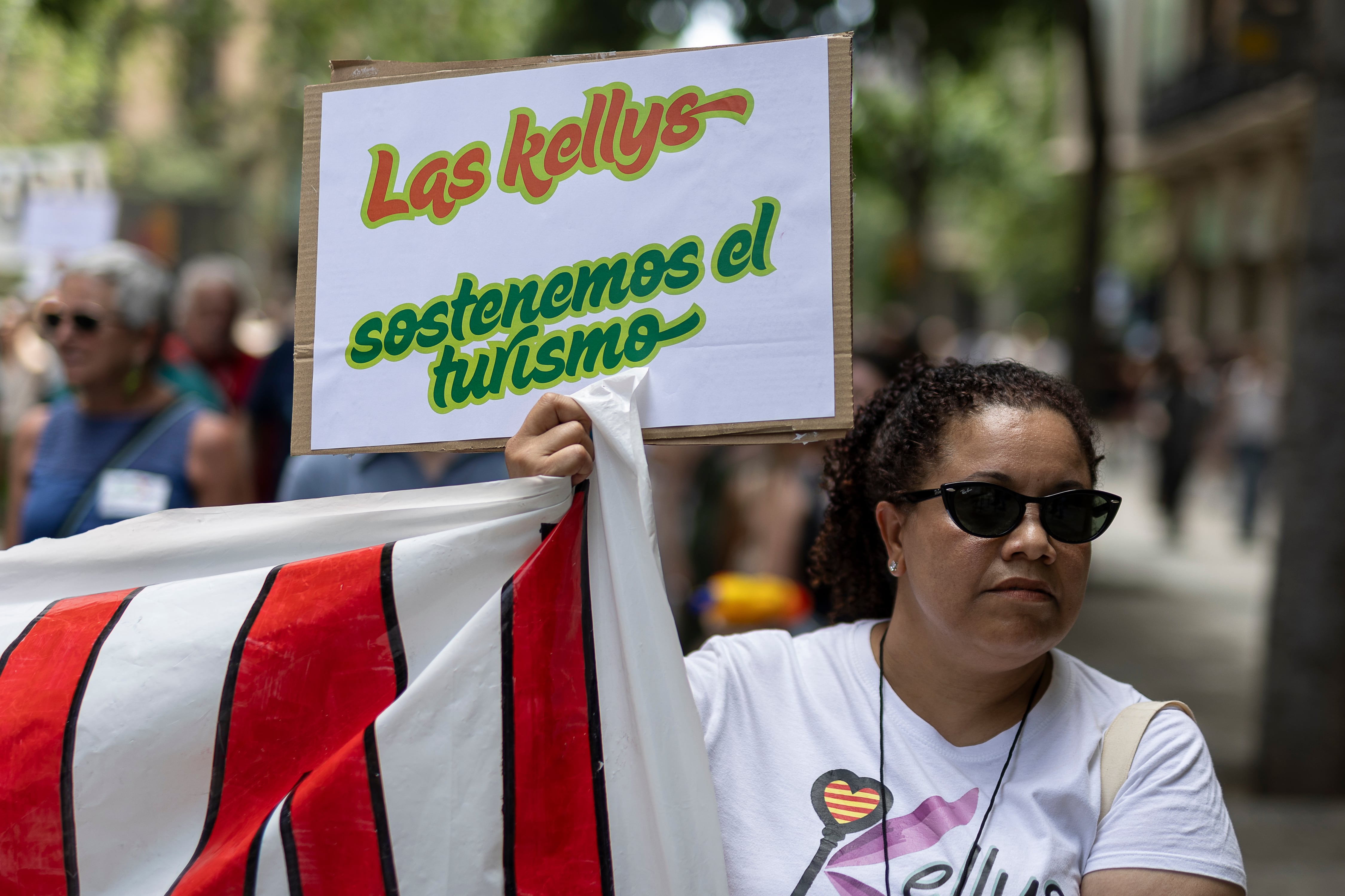 Manifestación por el decrecimiento turístico en Barcelona en 2025.