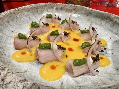 'Sashimi' de pez limón peruano-madrileño.