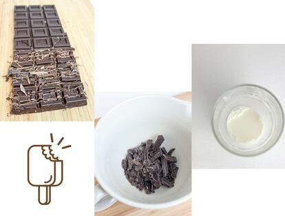 Polo de chocolate (2/4). 

Ponemos en un bol el chocolate troceado y lo reservamos.


En un vaso ponemos 3 cucharadas de leche junto con la maicena, mezclamos bien hasta que no quede ningún grumo.