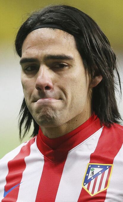 Falcao , con gesto de lamento, tras finalizar el encuentro ante el Rubin Kazán.