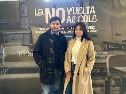 Manuel Vargas García y Naomi Vaca Saavedra durante un evento de la Fundación Secretariado Gitano en diciembre, en Madrid.