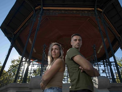 National Police officers Flor Peña and Alberto Venera in Madrid's Retiro Park.