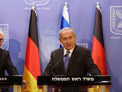 El presidente de Alemania, Frank-Walter Steinmeier, y el primer ministro israel&iacute;, Benjam&iacute;n Netanyahu, en Jerusal&eacute;n. 