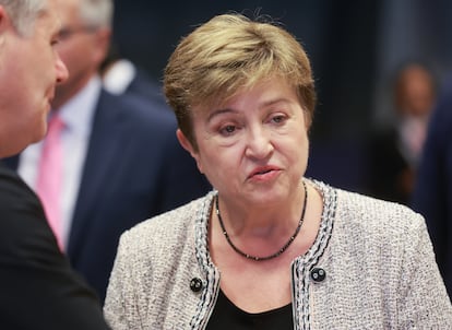 La directora general del FMI, Kristalina Georgieva, en una reunión del Eurogrupo.