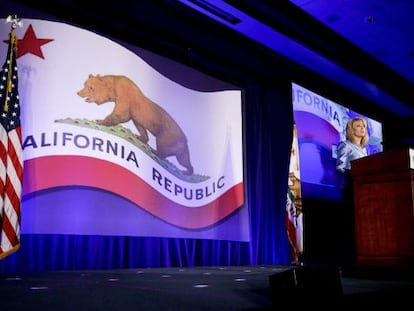 Ashley Swearengin, candidata republicana a interventora da Califórnia, na convenção de seu partido em Los Angeles.