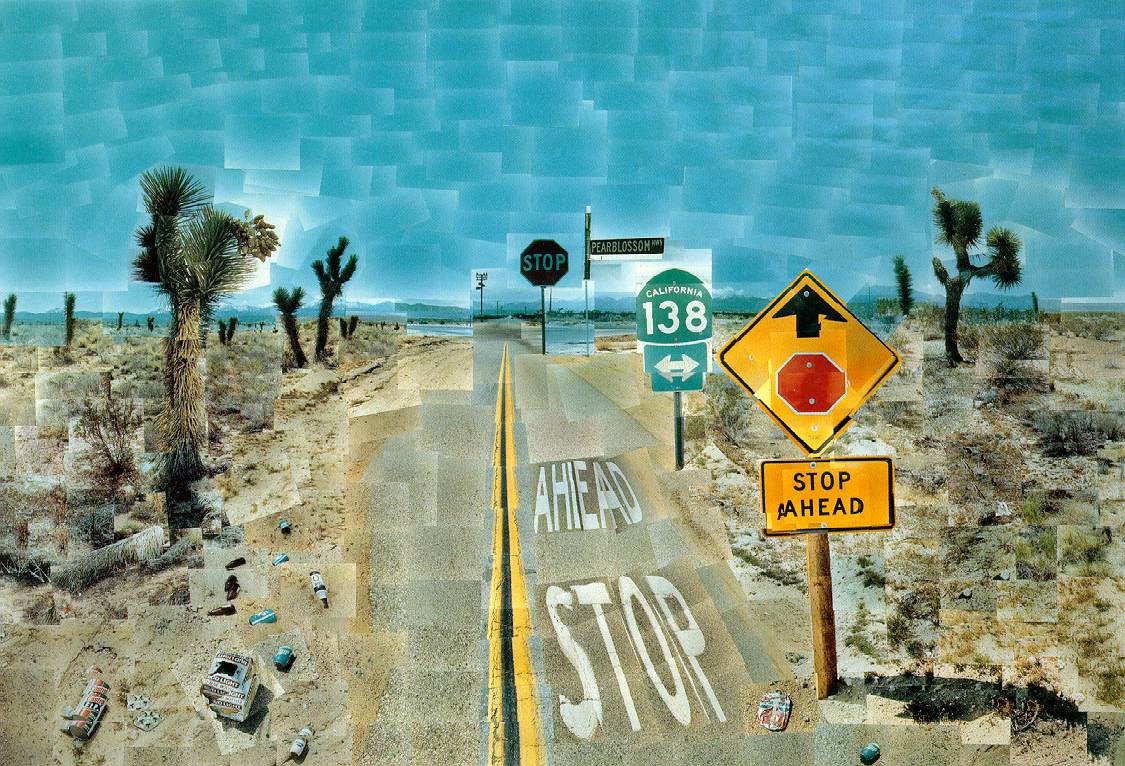 'Pearblossom Highway, 11-18 April 1986', montage of photographs by David Hockney.