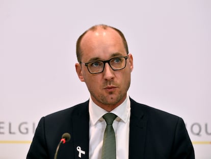 El ministro de Finanzas belga, Vincent Van Peteghem, impulsor de la iniciativa, en una rueda de prensa en 2020.