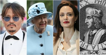 Johnny Depp, Isabel II, Angelina Jolie y Felipe II de Francia.