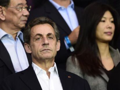 Nicolas Sarkozy, en el partido de Champions del PSG y el Barça.