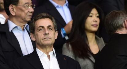 Nicolas Sarkozy, en el partido de Champions del PSG y el Barça.