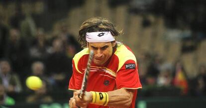 David Ferrer, en el segundo partido de la final de la Copa Davis 2011, ante Del Potro