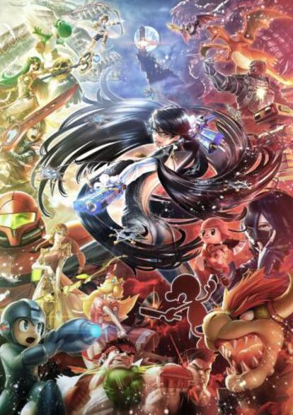 Póster de Bayonetta por su papel en la saga 'Super smash bros'.