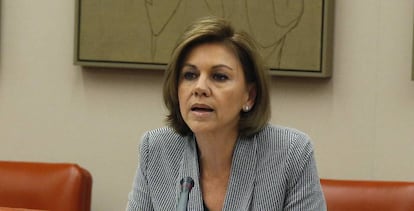 María Dolores de Cospedal, exsecretaria general del PP, durante una comparecencia en el Congreso de los Diputados.