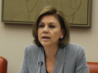 María Dolores de Cospedal, exsecretaria general del PP, durante una comparecencia en el Congreso de los Diputados.