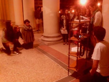 'Making off' del vídeo 'Salvemos Erasmus' en Foggia (Italia).