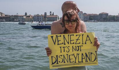 Manifestante na semana passada, em Veneza.