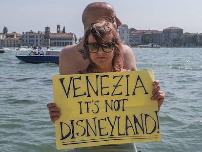 Manifestante na semana passada, em Veneza.