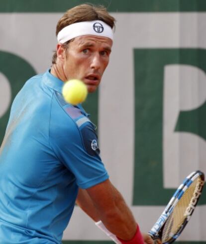 Gimeno-Traver, durante un partido de Roland Garros, este a&ntilde;o.