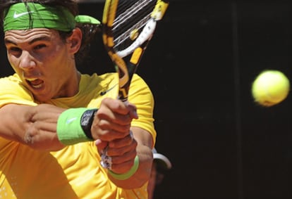 Rafael Nadal, durante el partido frente a Lorenzi.