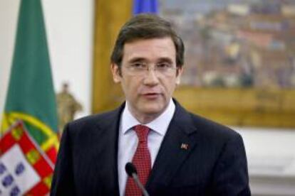 El primer ministro de Portugal, Pedro Passos Coelho, se dirige al país para anunciar nuevas medidas de austeridad, en Lisboa, Portugal. EFE/Archivo