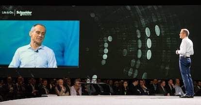 Jean-Pascal Tricoire, consejero delegado de Schneider Electric, en su intervención en el Innovation Summit Paris.