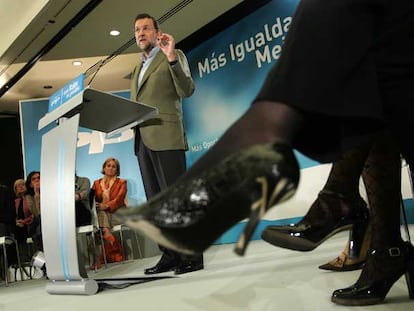 Mariano Rajoy, durante la clausura del acto sobre igualdad organizado ayer por su partido.