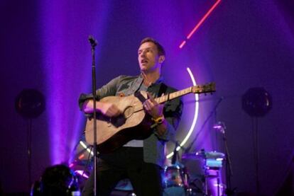 Chris Martin en el concierto de esta noche de Bilbao.