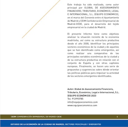 Imagen de uno de los informes realizados por EE para el Ayuntamiento a través de sus convenios con CEIM.