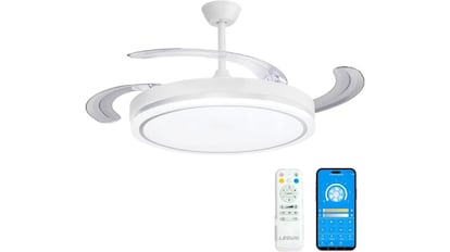 Ventilador de techo con aspas retráctiles.