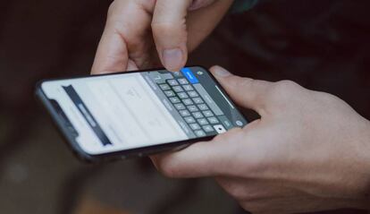 Teclado en pantalla de un iPhone.