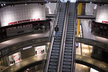 A shopping mall in Barcelona that has been closed under coronavirus restrictions.