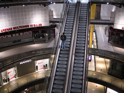 A shopping mall in Barcelona that has been closed under coronavirus restrictions.