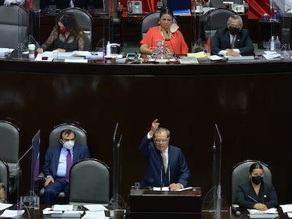 Porfirio Muñoz Ledo diputado de Morena, durante la Sesión Ordinaria el 22 de abril del 2021 en la Cámara de Diputados.