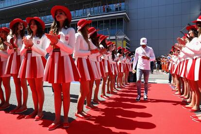 Lewis Hamilton, antes de iniciarse la carrera.