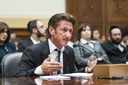 Sean Penn ante la C&aacute;mara de Representantes de EE UU.