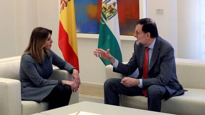 Reunión del presidente del Gobierno, Mariano Rajoy, con la presidenta de la Junta de Andalucía, Susana Díaz, para hablar de la reforma del modelo de financiación autonómica.