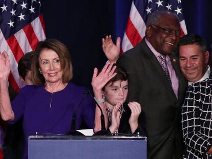 Nancy Pelosi celebra con los Demócratas la victoria