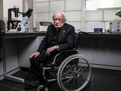 Giacomo Rizzolatti poses in the laboratory that bears his name at the Autonomous University of Madrid.