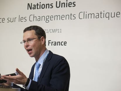 Richard Choularton, durante una intervención en la COP21 en diciembre de 2015.