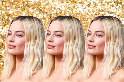 Margot Robbie alardeando de raíces en la alfombra roja de los Globos de Oro la madrugada del pasado lunes.