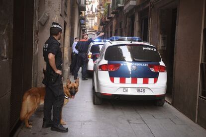 Els agents dels Mossos d'Esquadra, durant l'operació.