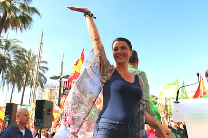 Macarena Olona, el pasado fin de semana en un mitin de Vox en Almería.