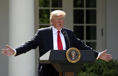Trump, el pasado 1 de junio, cuando anunció la salida del Acuerdo de París