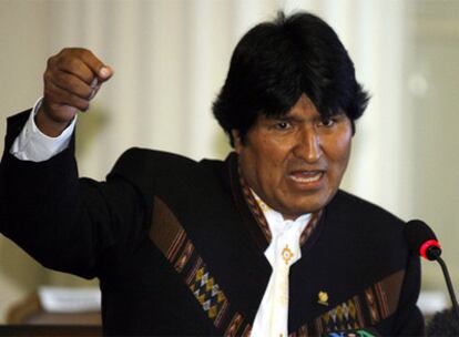 Evo Morales, durante la rueda de prensa celebrada en Washington