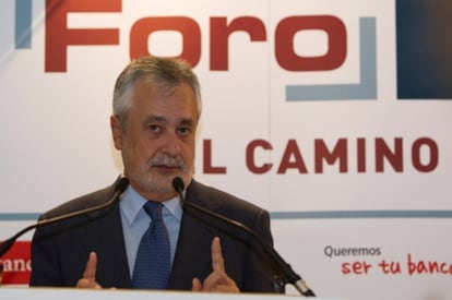 El presidente de la Junta, José Antonio Griñán, interviene en un foro económico en Málaga.