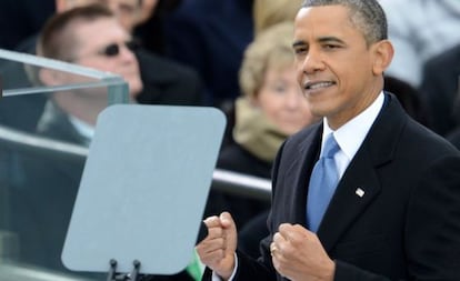 Barack Obama durante su discurso de investidura.