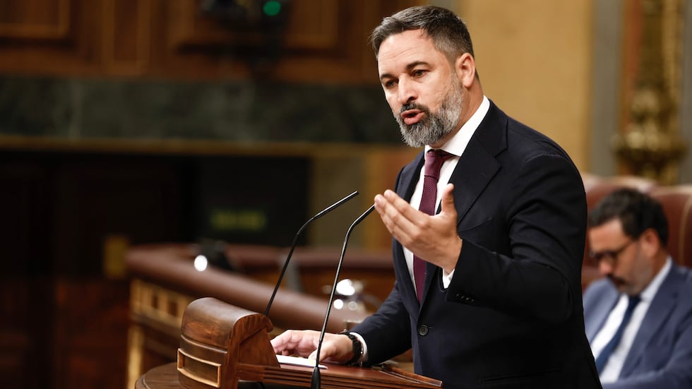 El líder de Vox, Santiago Abascal, este miércoles en el Congreso.