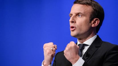 Emmanuel Macron, en un acto de campa&ntilde;a.