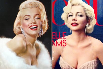 La actriz Michelle Williams aparece caracterizada como Marilyn Monroe en la portada de octubre de 2011 de la edición estadounidense de <i>Vogue</i>