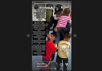 Imagen de apoyo a Morata publicada por Alice Campello en su cuenta de Instagram.